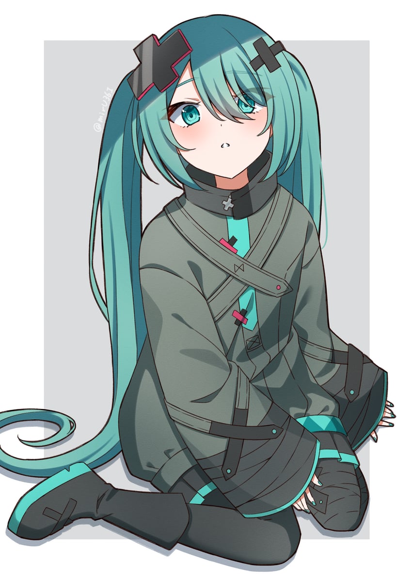 hatsune miku and batsu miku (vocaloid and 2 more) drawn by mirumiru_(miru36i)