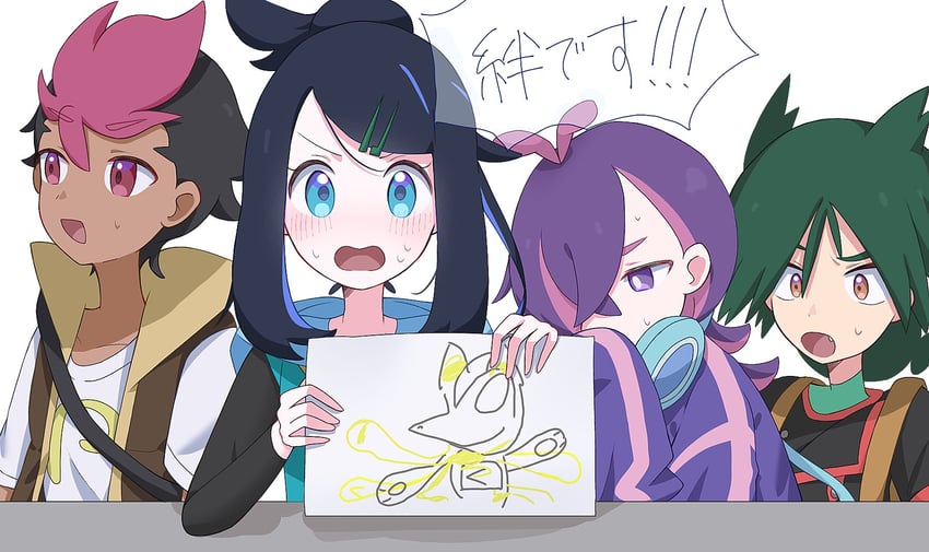 liko, dot, roy, and ult (pokemon and 1 more) drawn by seiun_(hoshigumo_72)