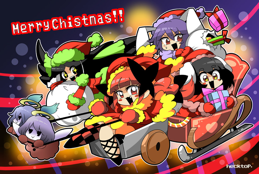 reisen udongein inaba, kaenbyou rin, reiuji utsuho, inaba tewi, and zombie fairy (touhou) drawn by hecktop