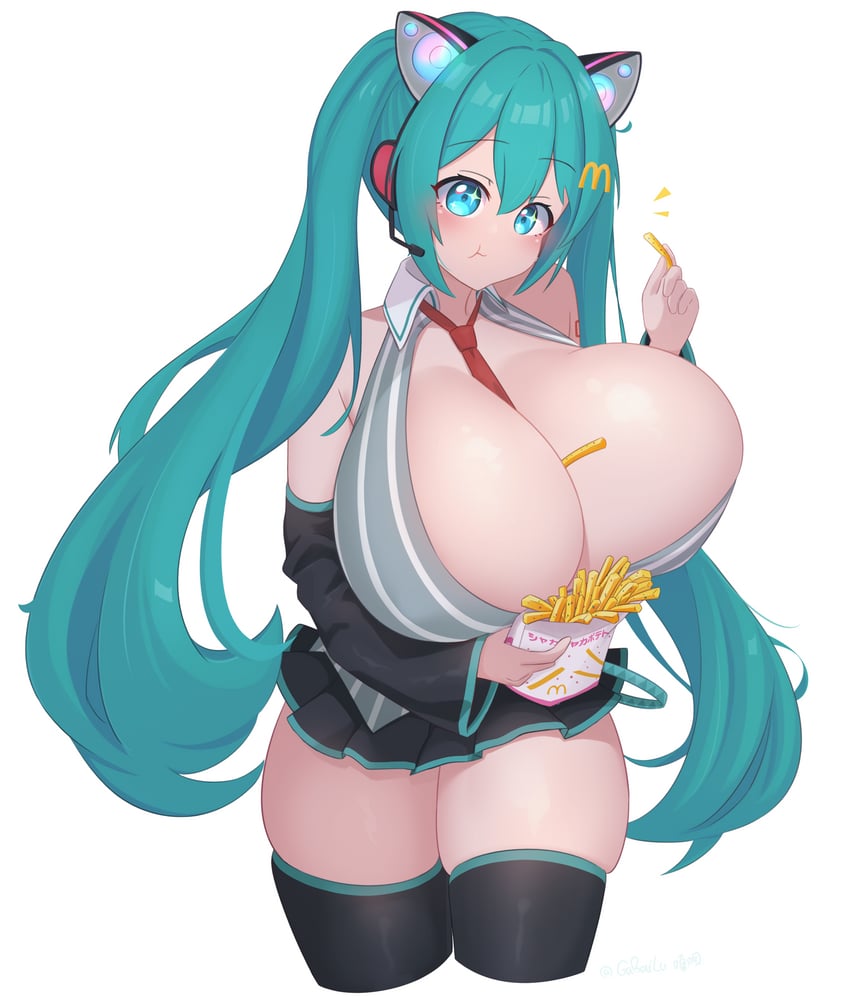 hatsune miku (vocaloid and 2 more) drawn by gabai