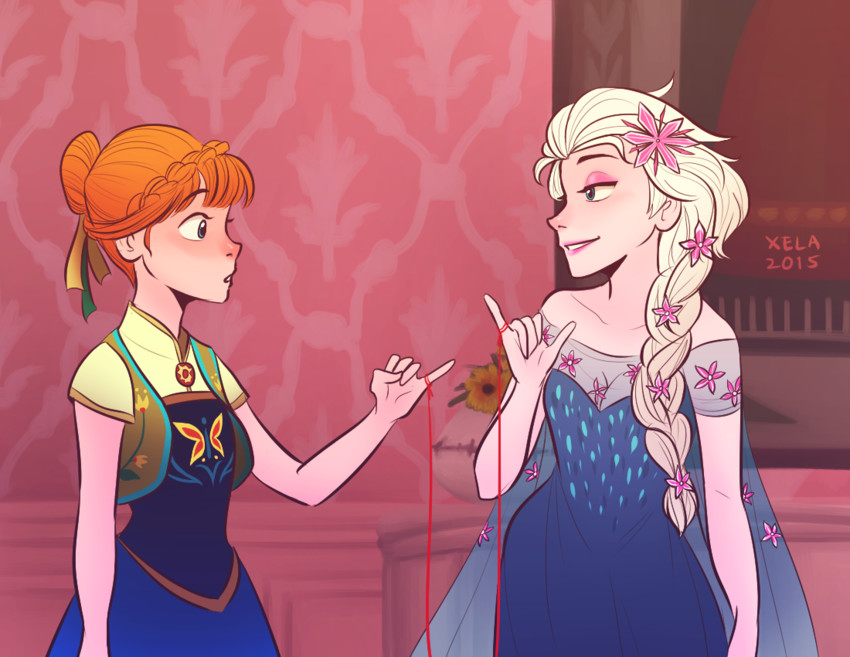 elsa and anna (frozen) drawn by xelartworks