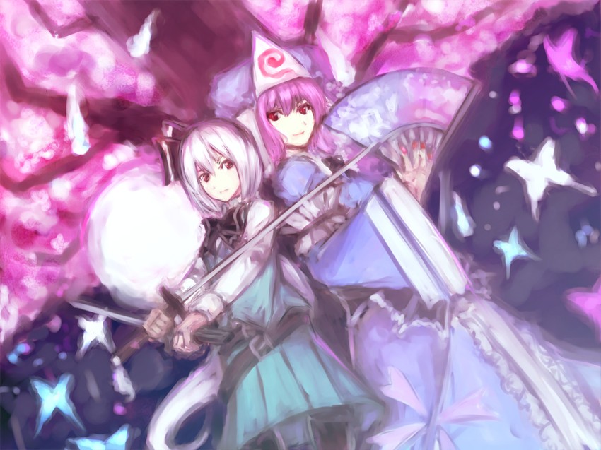 konpaku youmu and saigyouji yuyuko (touhou) drawn by ksrk_ss