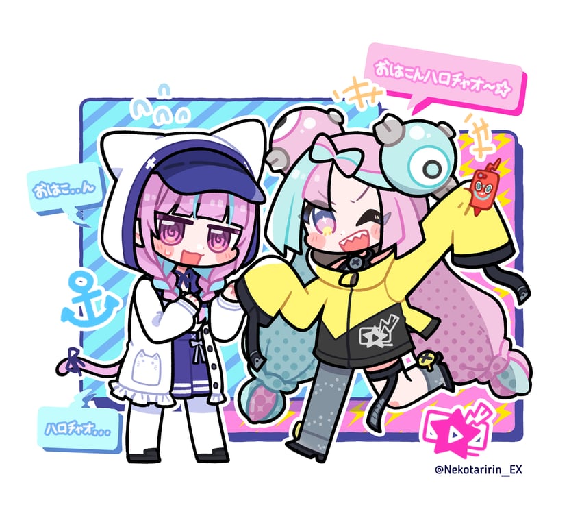 minato aqua, iono, rotom, and rotom phone (pokemon and 2 more) drawn by nekotaririn