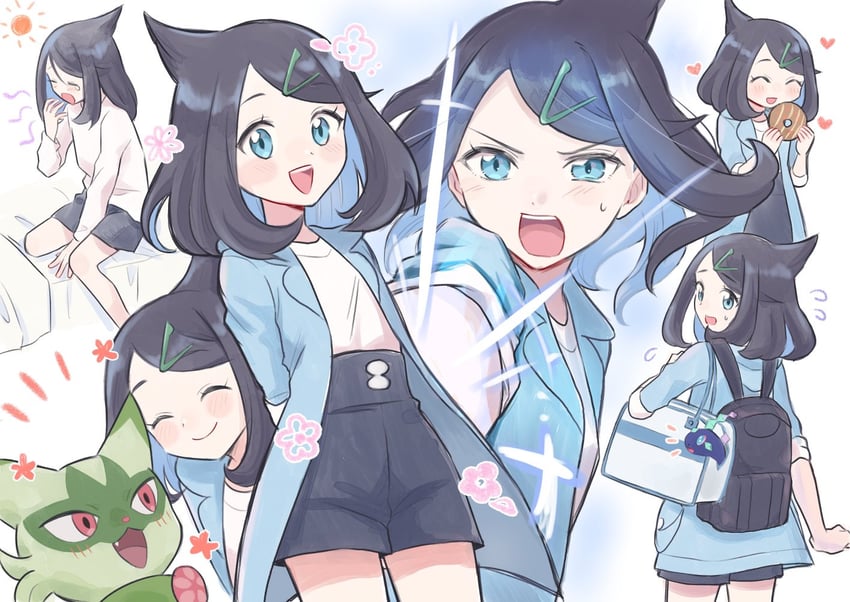 liko, floragato, and terapagos (pokemon and 1 more) drawn by oka_3776
