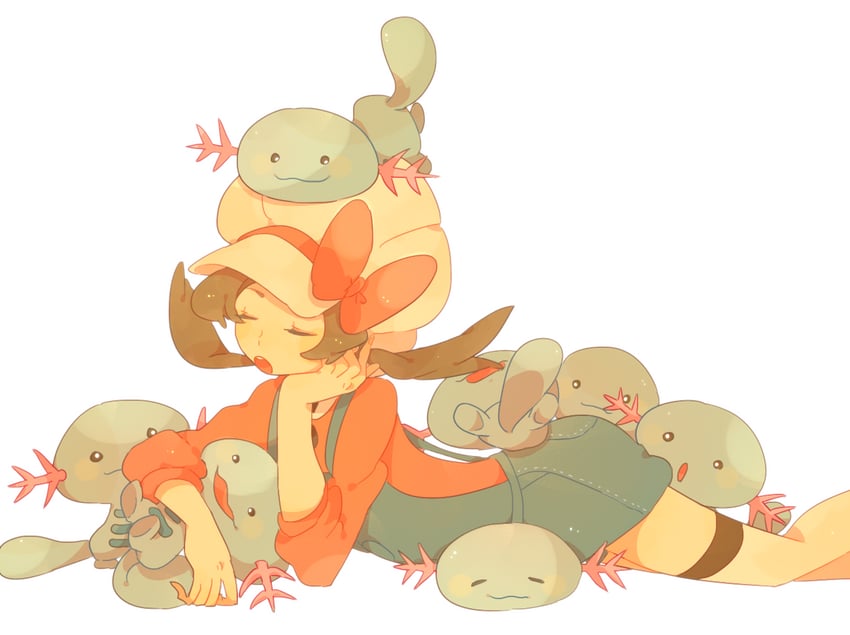 lyra and wooper (pokemon and 1 more) drawn by sakumomi