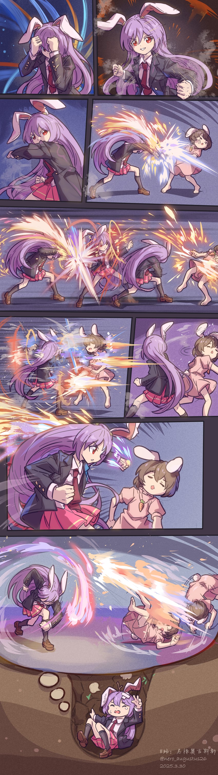 reisen udongein inaba, inaba tewi, and luke sullivan (touhou and 2 more) drawn by nero_augustus