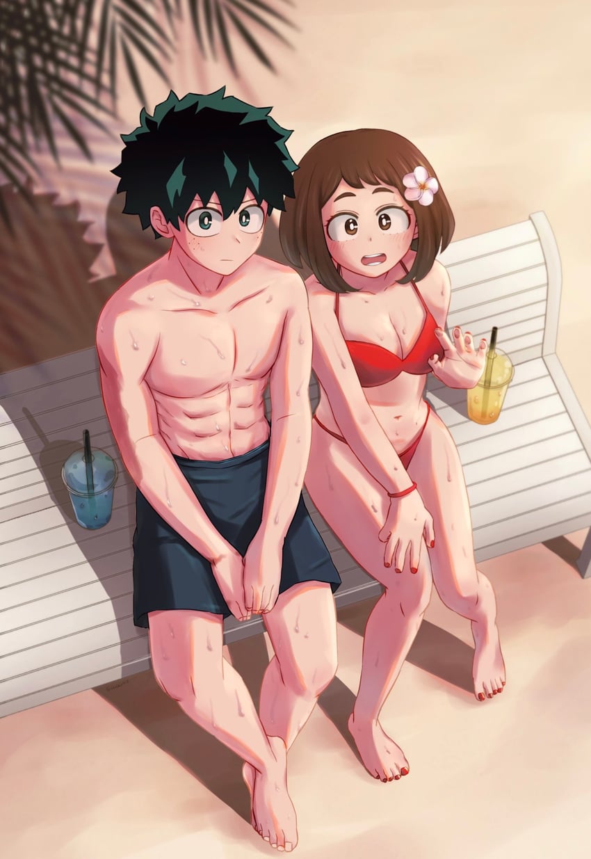 midoriya izuku and uraraka ochaco (boku no hero academia) drawn by tooshiro10