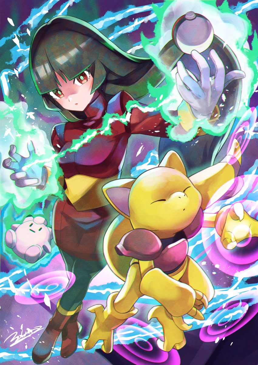 sabrina, clefairy, and abra (pokemon and 1 more) drawn by rainys_bill