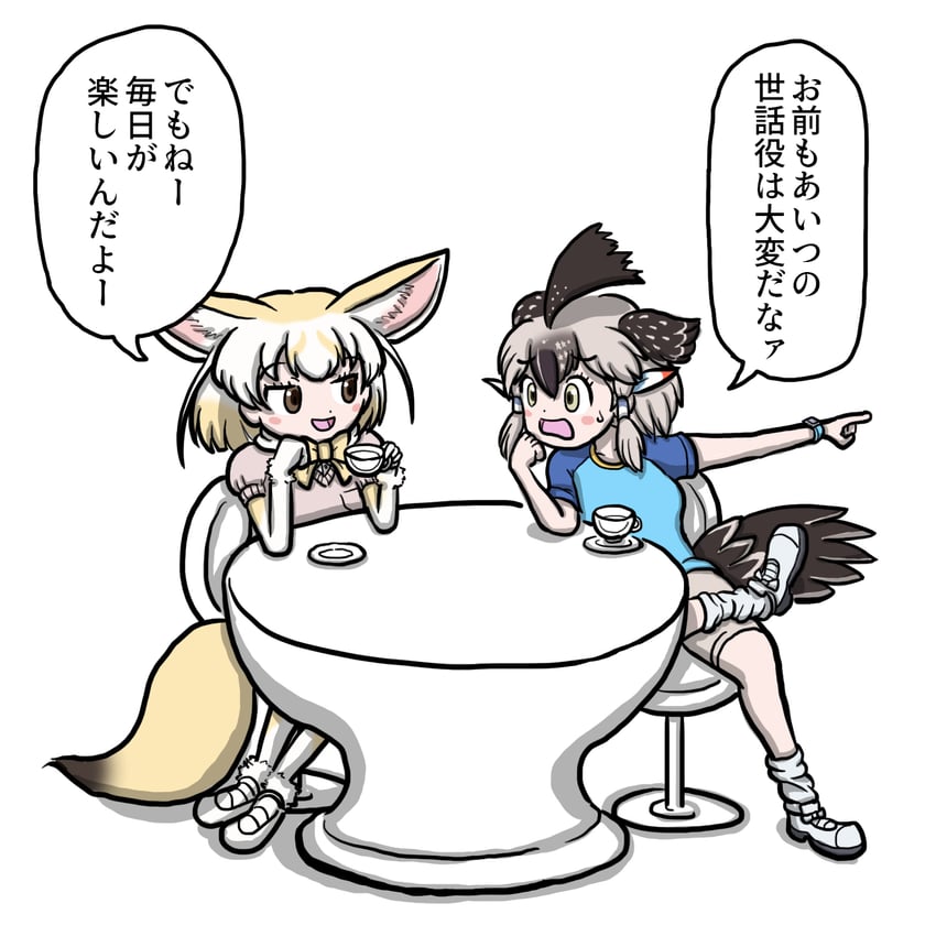 fennec and greater roadrunner (kemono friends and 2 more) drawn by aomushi_taro