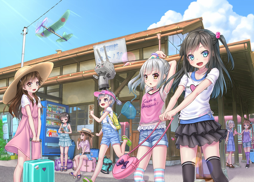 rensouhou-chan, asashio, kasumi, michishio, arashio, and 4 more (kantai collection) drawn by gotou_hisashi