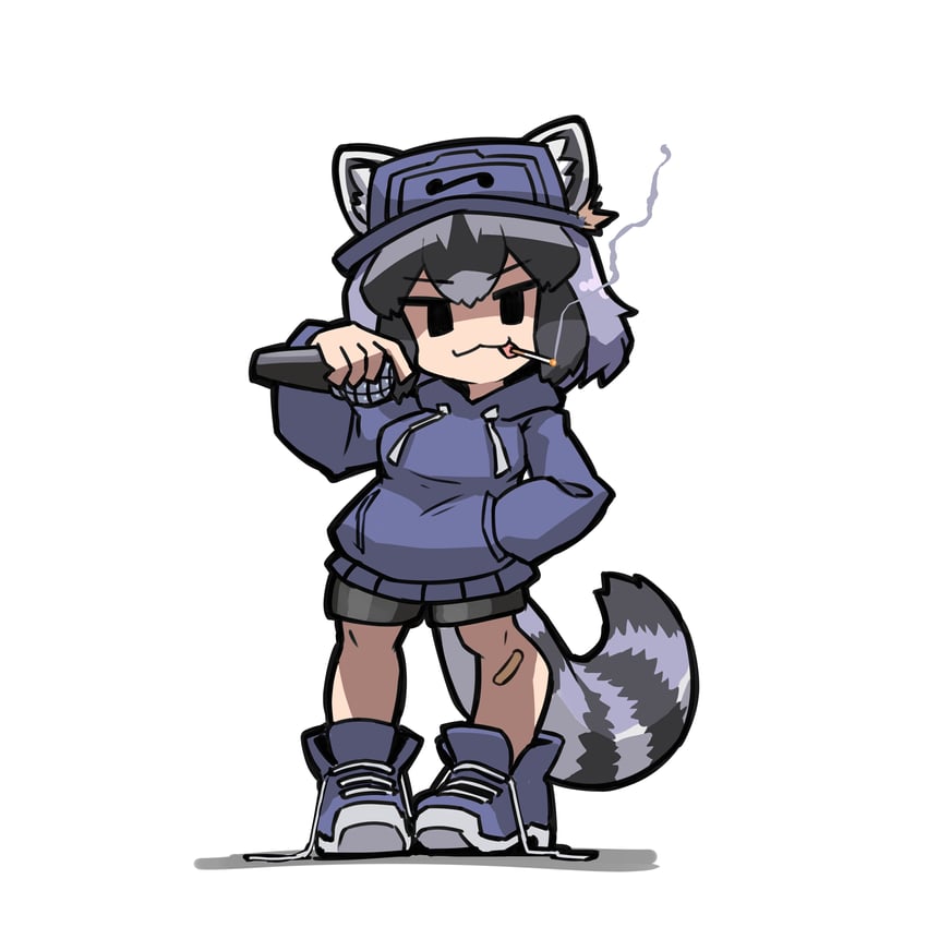 common raccoon and cassette girl (kemono friends and 1 more) drawn by okome_kogashi
