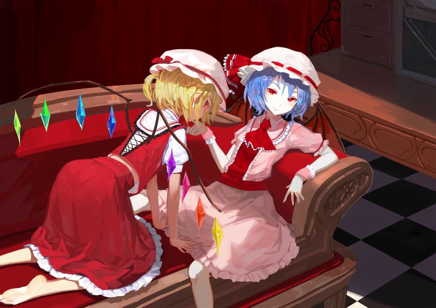 remilia scarlet and flandre scarlet (touhou) drawn by lamase_(41)