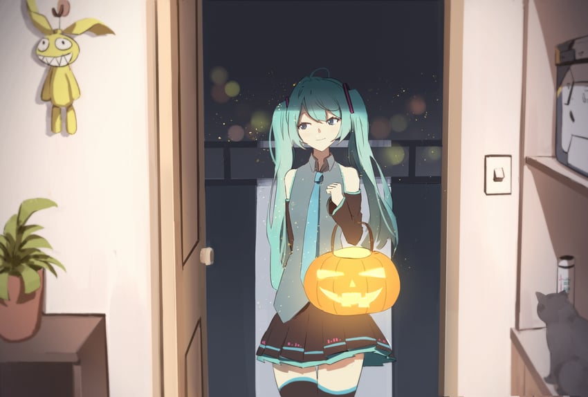 hatsune miku and homu (vocaloid and 1 more) drawn by laluna