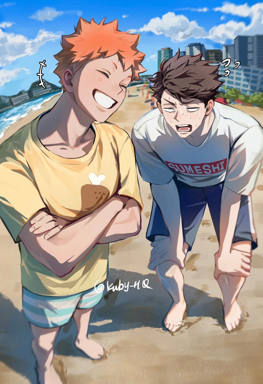 hinata shouyou and oikawa tooru (haikyuu!!) drawn by kuby_hq