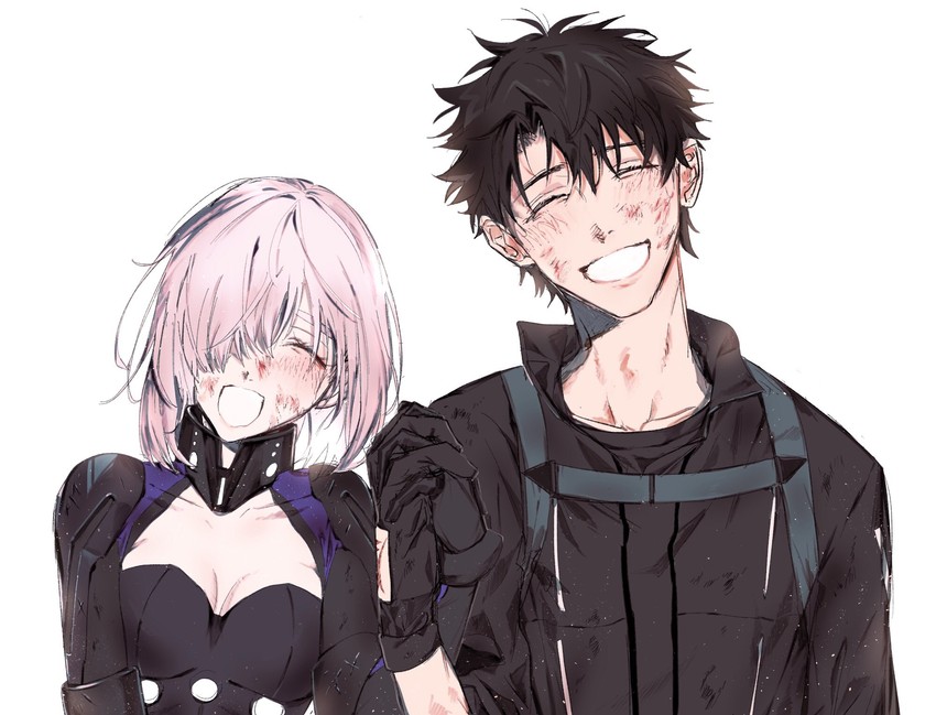 mash kyrielight and fujimaru ritsuka (fate and 1 more) drawn by burned_up