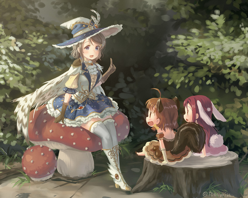 watanabe you, sakurauchi riko, and takami chika (love live! and 1 more) drawn by tomiwo