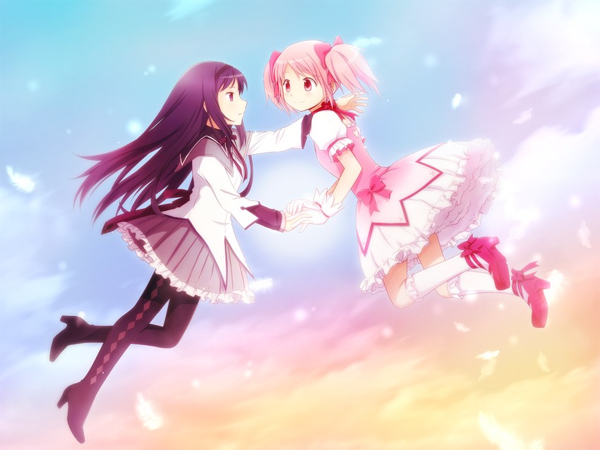 akemi homura and kaname madoka (mahou shoujo madoka magica) drawn by arya_(tianhua)