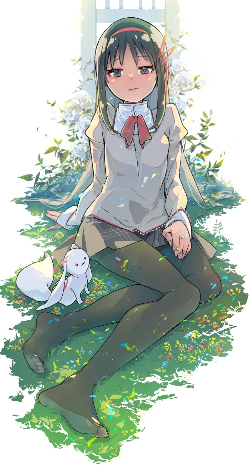 akemi homura and kyubey (mahou shoujo madoka magica) drawn by kokoro6636