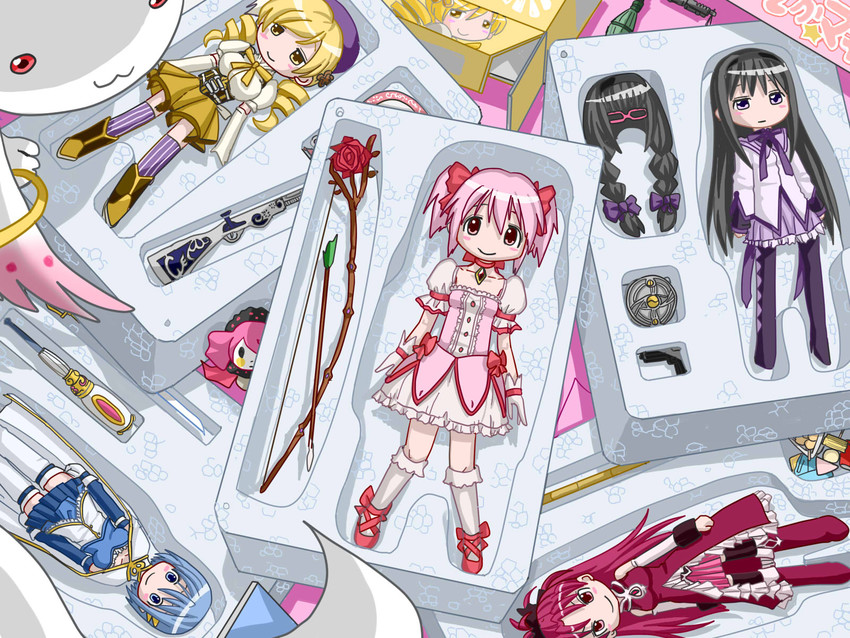 akemi homura, kaname madoka, miki sayaka, sakura kyoko, tomoe mami, and 2 more (mahou shoujo madoka magica) drawn by hohetomaru