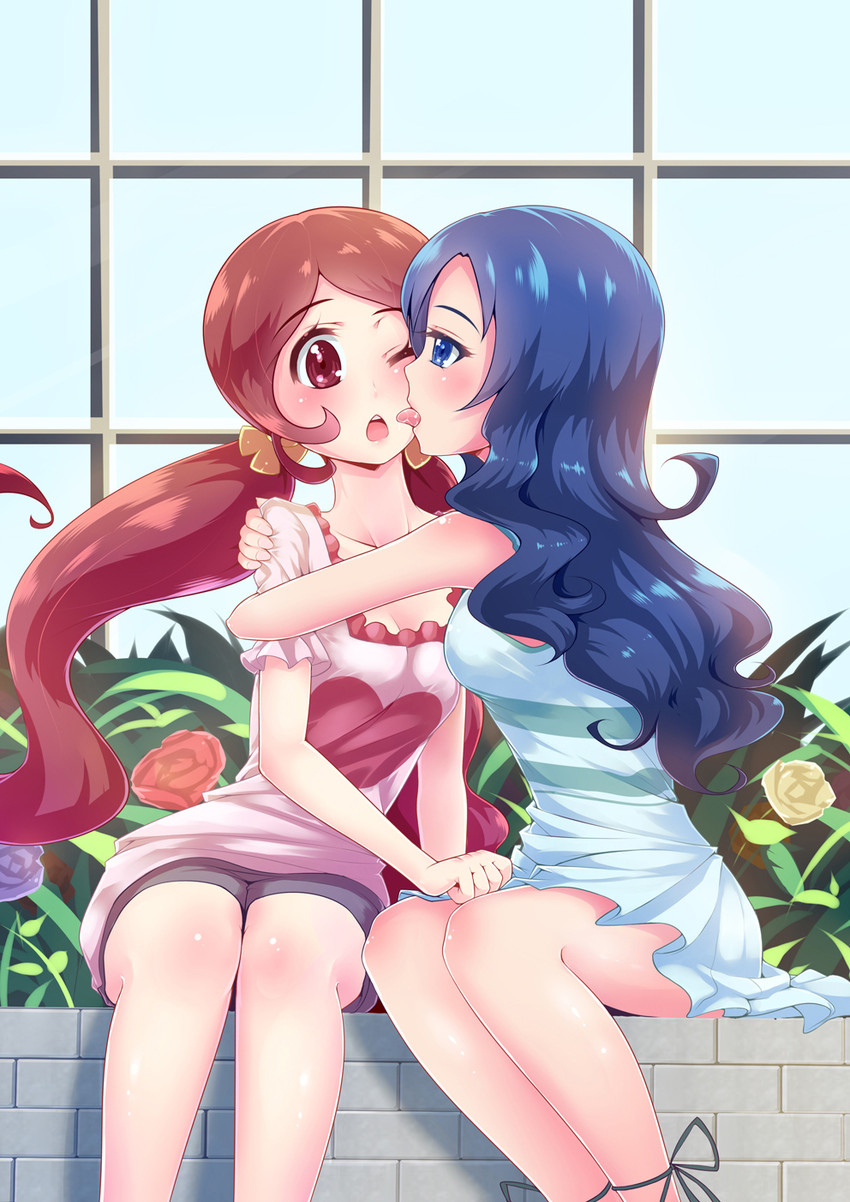 kurumi erika and hanasaki tsubomi (precure and 1 more) drawn by senba_hikari