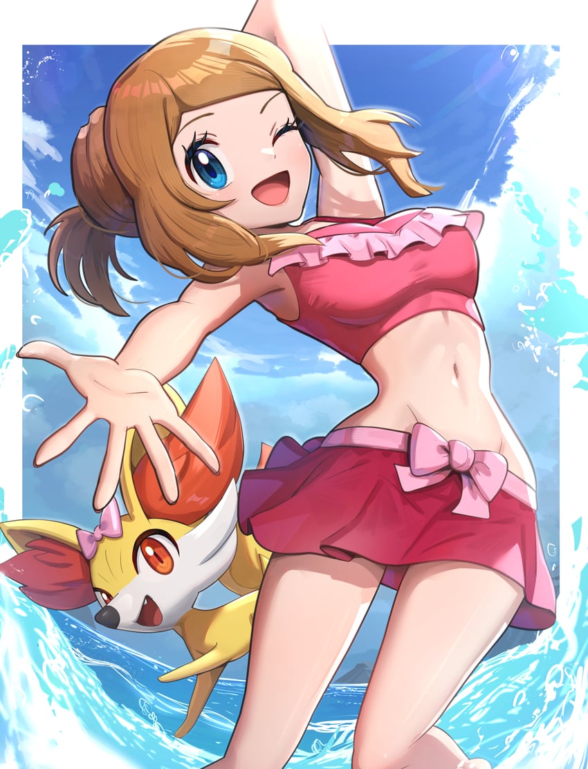 serena and fennekin (pokemon and 1 more) drawn by gonzarez