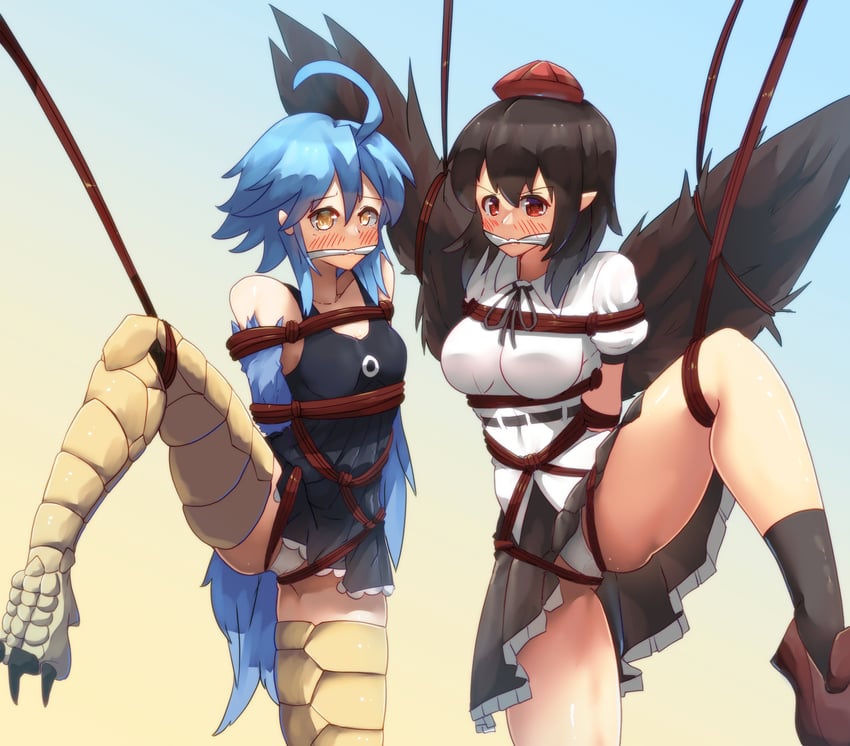 shameimaru aya and papi (touhou and 1 more) drawn by bakasp-lilzy