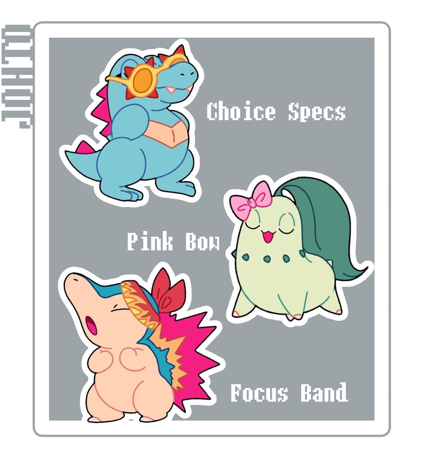 cyndaquil, chikorita, and totodile (pokemon) drawn by nose_poke000