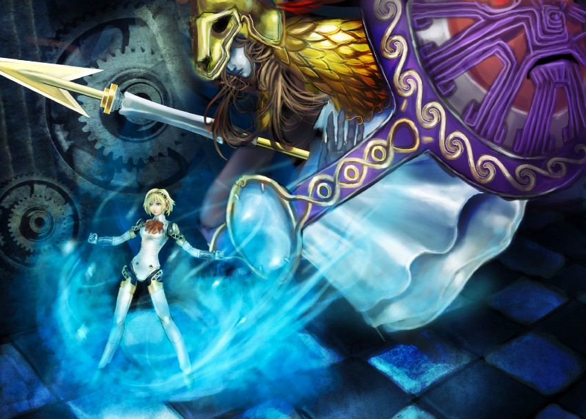 aigis and athena (persona and 1 more) drawn by zamboze