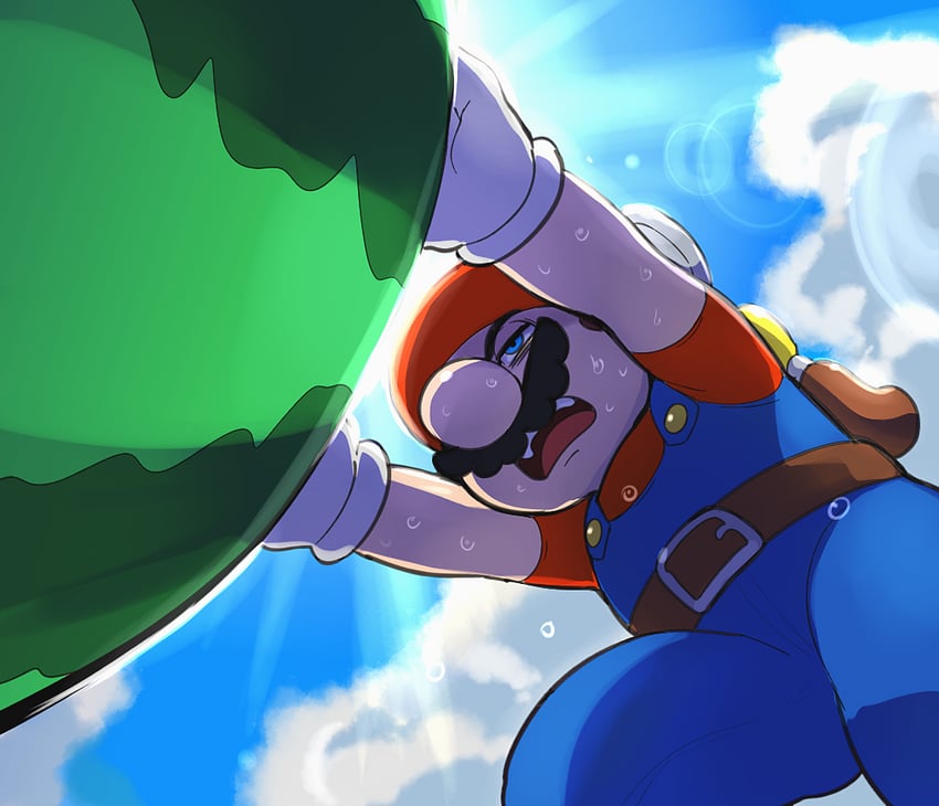 mario and f.l.u.d.d. (mario and 1 more) drawn by hoshi_(star-name2000)
