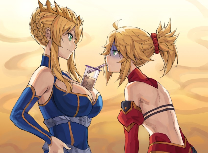 artoria pendragon and mordred (fate and 2 more) drawn by tonee