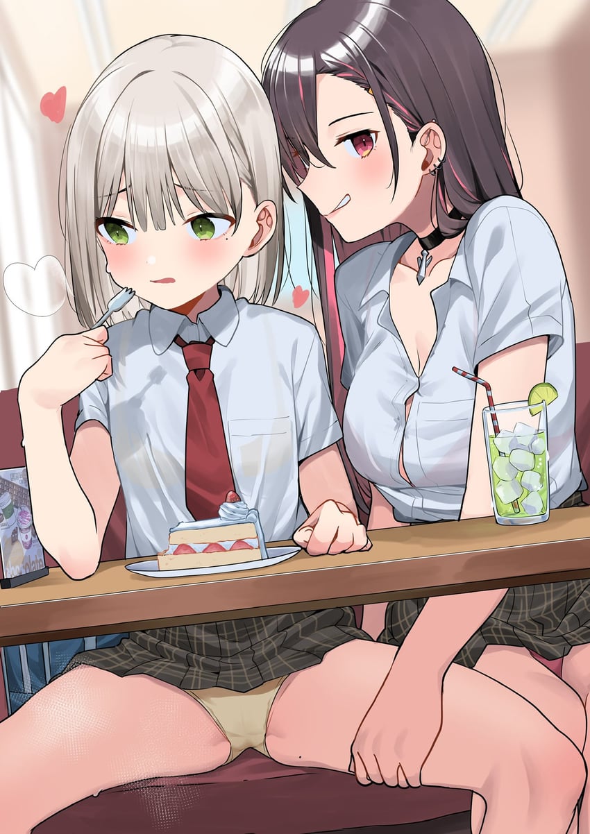 long-haired girl and haruka (original) drawn by motto_notto