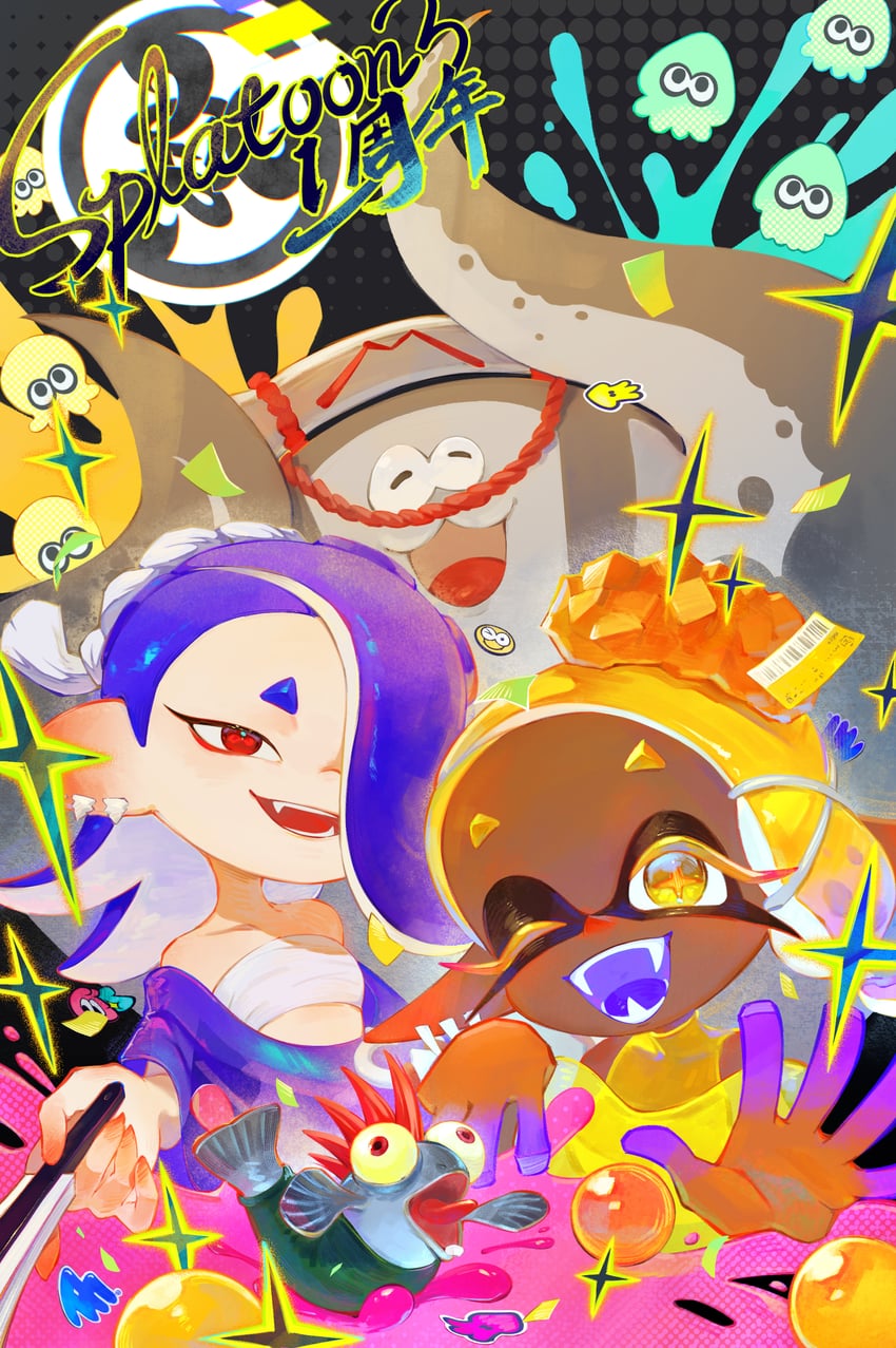 shiver, smallfry, frye, and big man (splatoon and 1 more) drawn by dmwggg