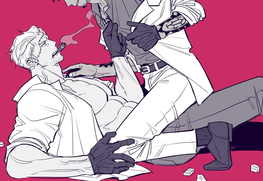 trafalgar law and smoker (one piece) drawn by op_lasin