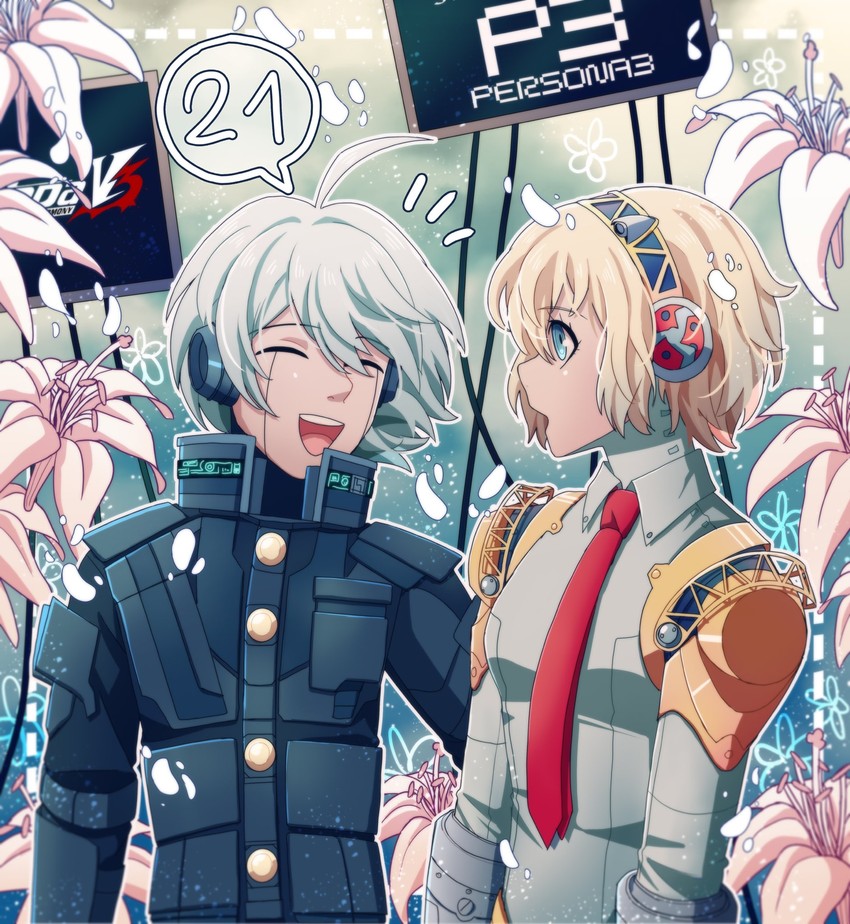 aigis and k1-b0 (danganronpa and 3 more) drawn by cheer_(cheerpuppy14)