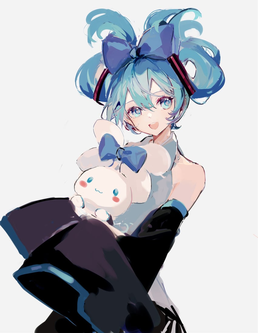 hatsune miku, cinnamoroll, and cinnamiku (vocaloid and 2 more) drawn by mamenomoto