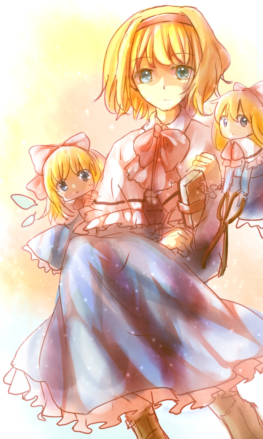 alice margatroid, shanghai doll, and hourai doll (touhou) drawn by knora