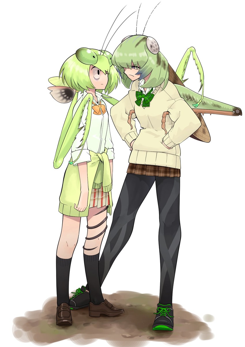 mantis akiyama and grasshopper inoue (original and 1 more) drawn by evolvingmonkey