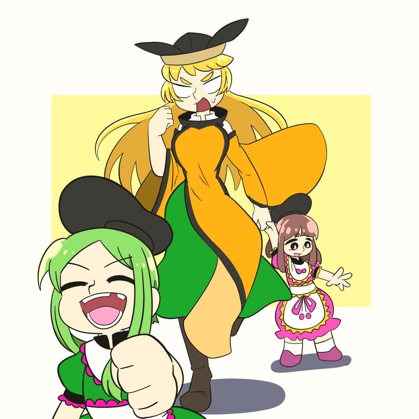 matara okina, nishida satono, and teireida mai (touhou) drawn by shinsei_tomato