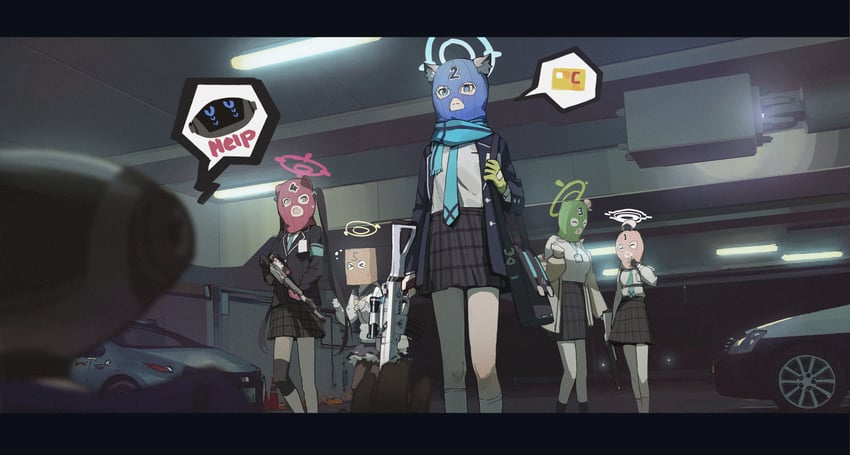 shiroko, hoshino, hifumi, nonomi, serika, and 2 more (blue archive) drawn by lang_(mask)