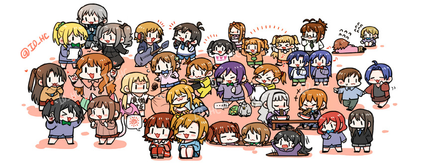 nishikino maki, tojo nozomi, sonoda umi, shibuya rin, yazawa nico, and 32 more (idolmaster and 3 more) drawn by bowwow_(hamju94)