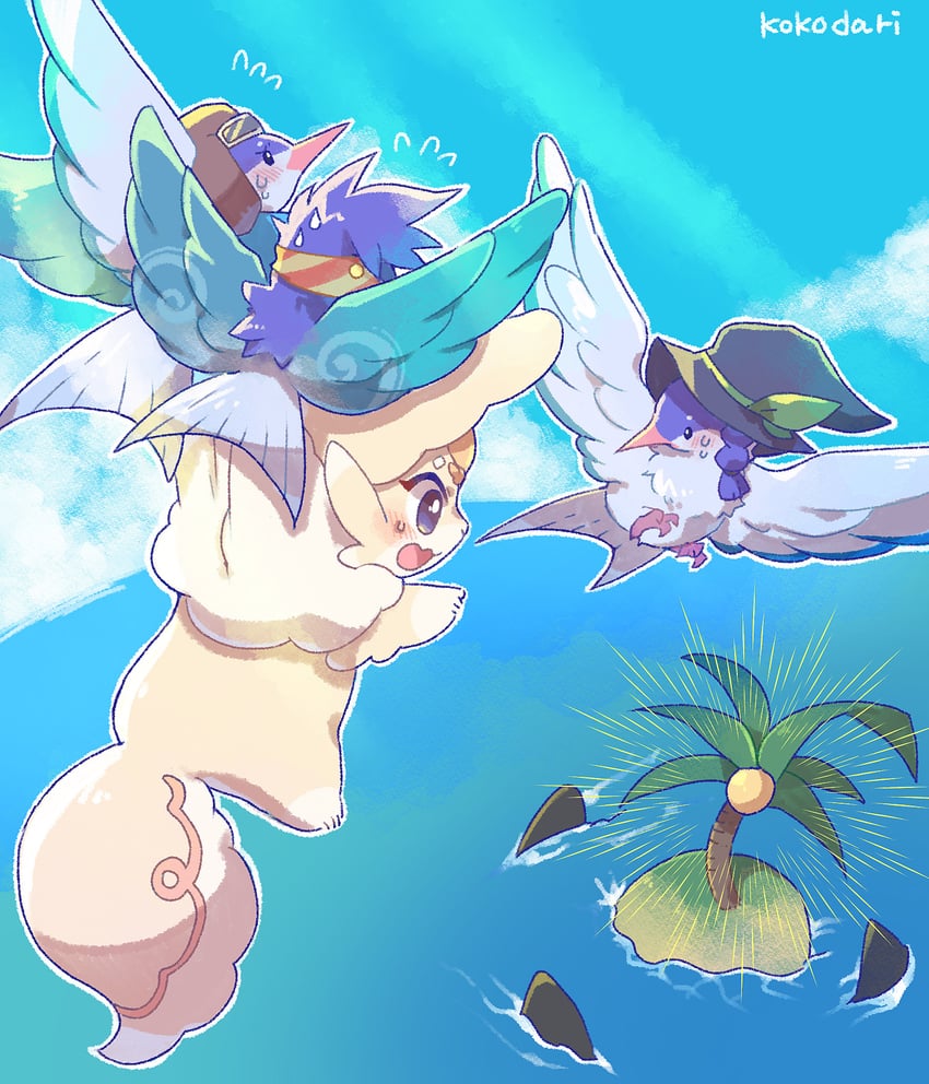 purrely, floowandereeze & snowl, and pinpoint landing (yu-gi-oh!) drawn by kokodari