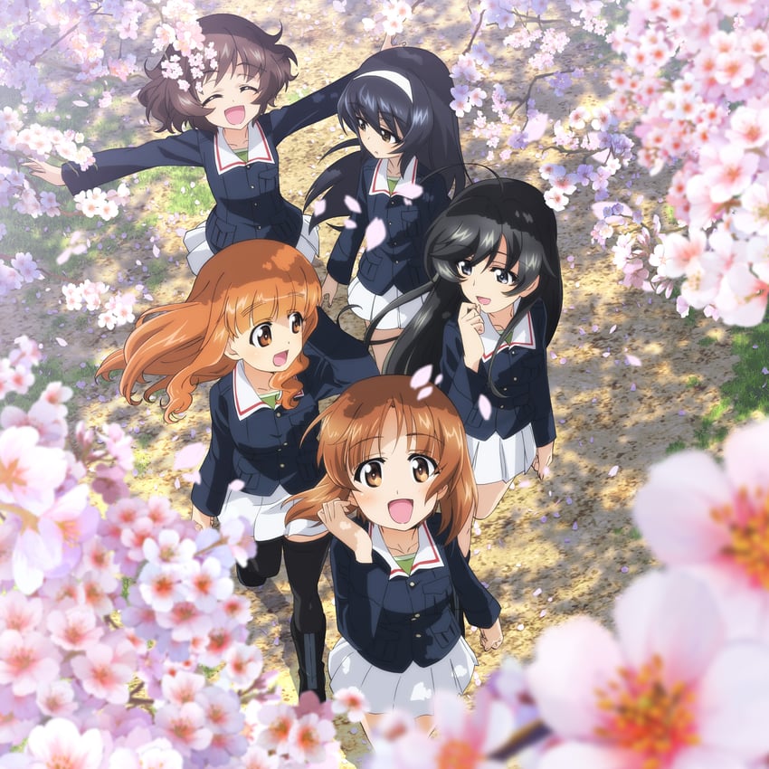 nishizumi miho, akiyama yukari, takebe saori, reizei mako, and isuzu hana (girls und panzer)