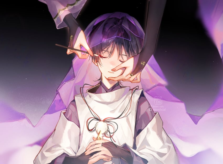 raiden shogun and scaramouche (genshin impact) drawn by mint-tan