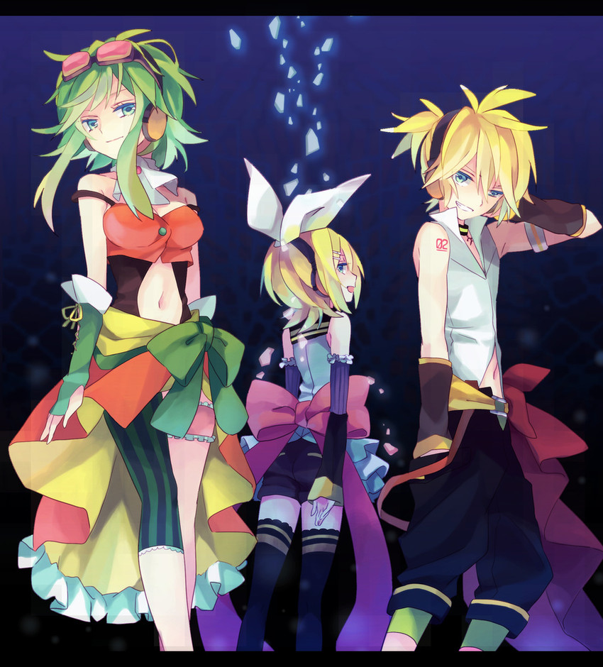 kagamine rin, kagamine len, and gumi (vocaloid) drawn by akiyoshi_(tama-pete)