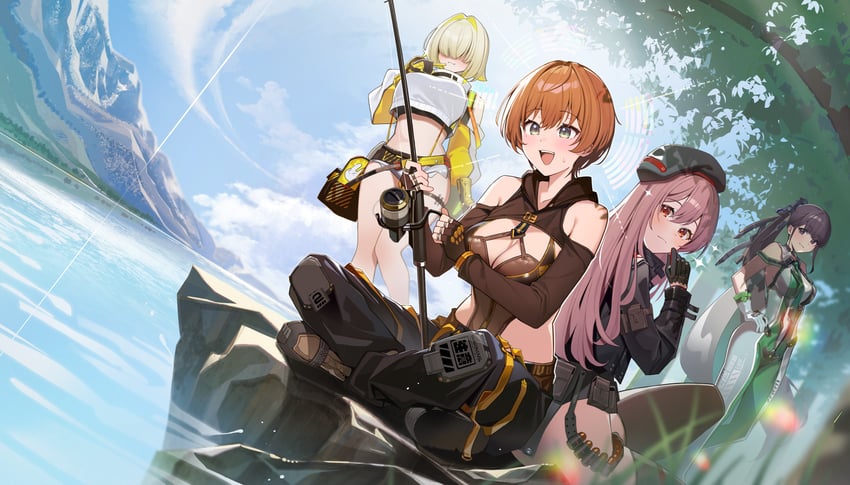 rapi, elegg, eve, and lily artemis ii (goddess of victory: nikke and 2 more) drawn by muo_(muojjang_0929)