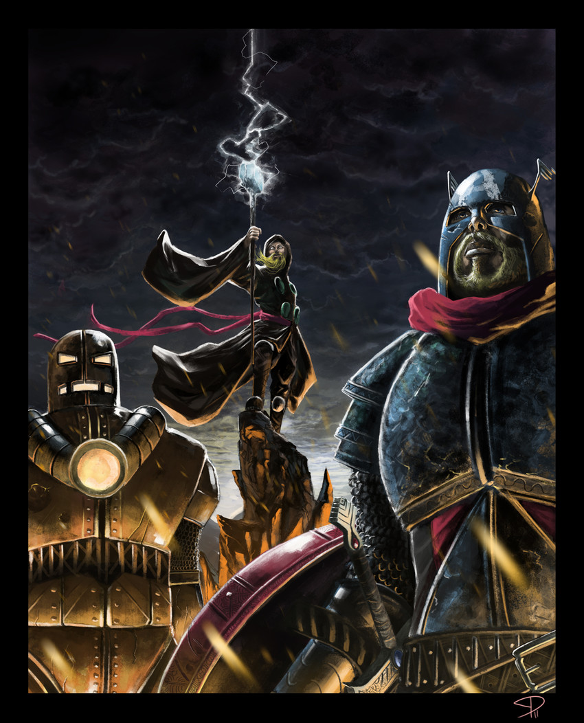 captain america, iron man, and thor (marvel and 1 more) drawn by steven_donegani