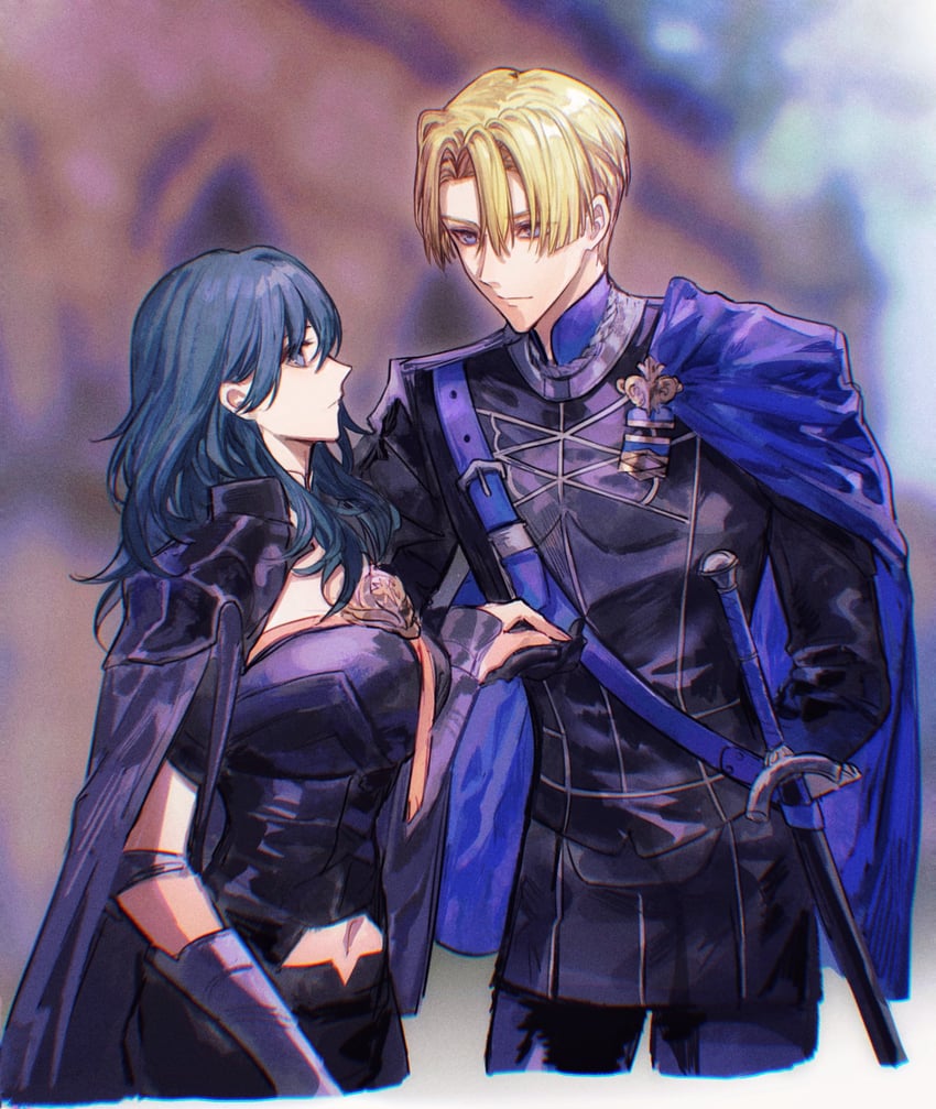 female byleth and dimitri alexandre blaiddyd (fire emblem and 1 more) drawn by naoki_(2rzmcaizerails6)