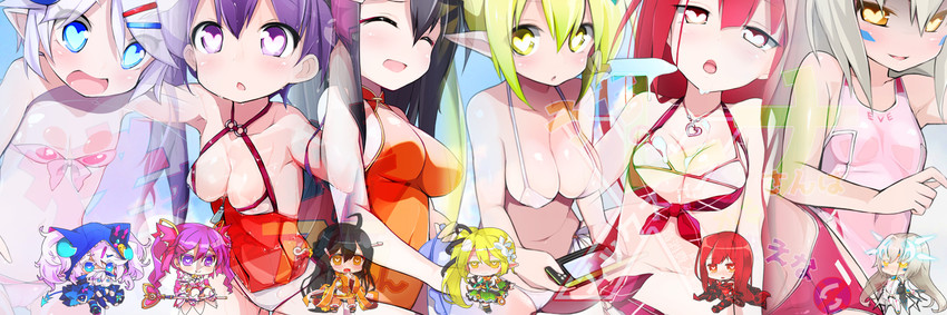 eve, aisha landar, elesis, ara haan, rena erindel, and 9 more (elsword) drawn by morino_donguri