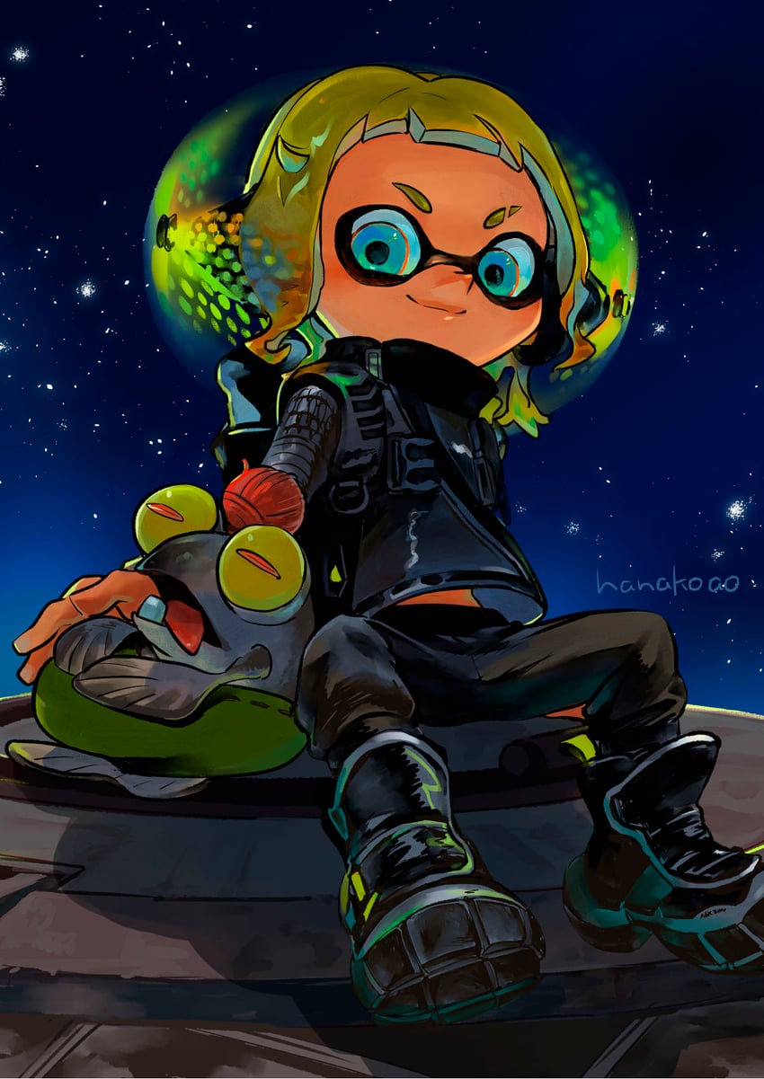 inkling player character, inkling girl, smallfry, and agent 3 (splatoon and 1 more) drawn by hanako515_ika
