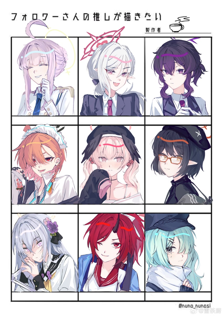 koharu, mutsuki, neru, azusa, haruka, and 4 more (blue archive) drawn by xuechachu
